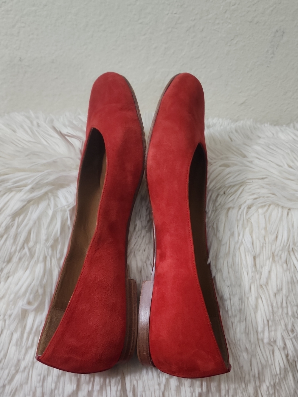 Margaux Red Suede Round-Toe Ballet Flats - Picture 6 of 8